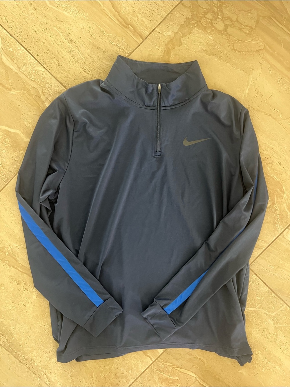 Nike Pro Dri-FIT 1/4 Zip Hyper Dry Training Top XL Navy Blue / stripes